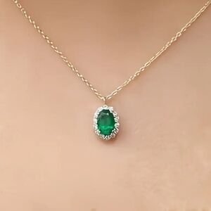 18 KT Gold Over Titanium Emerald Necklace